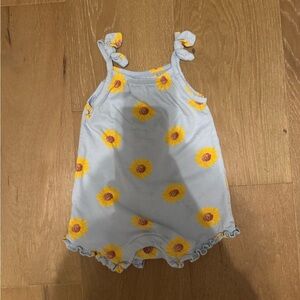 Old Navy Blue and Yellow Sunflower Baby Romper